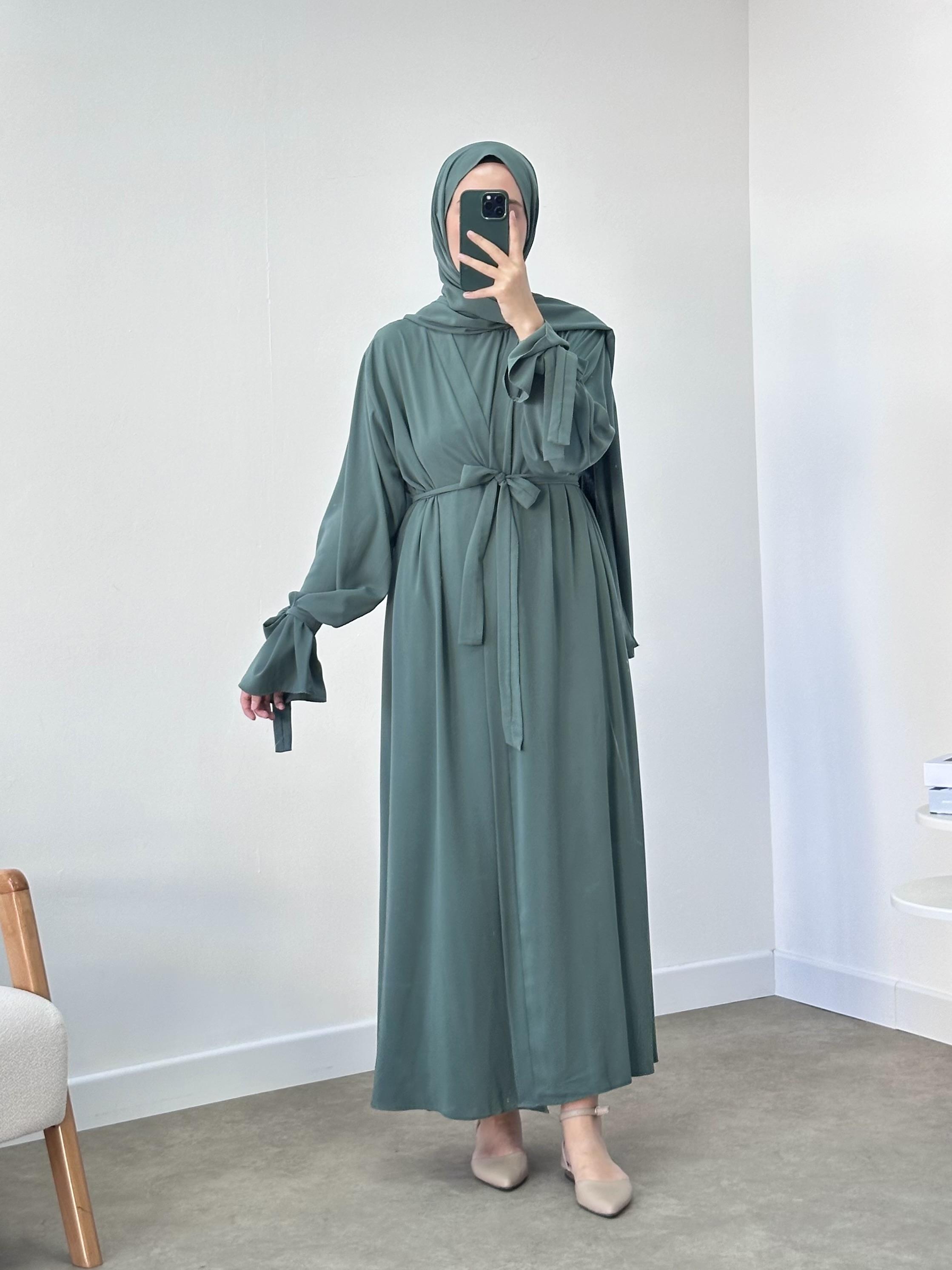 KOL UCU İPLİ ABAYA  ÖZEL DİKİM - tüm renkler