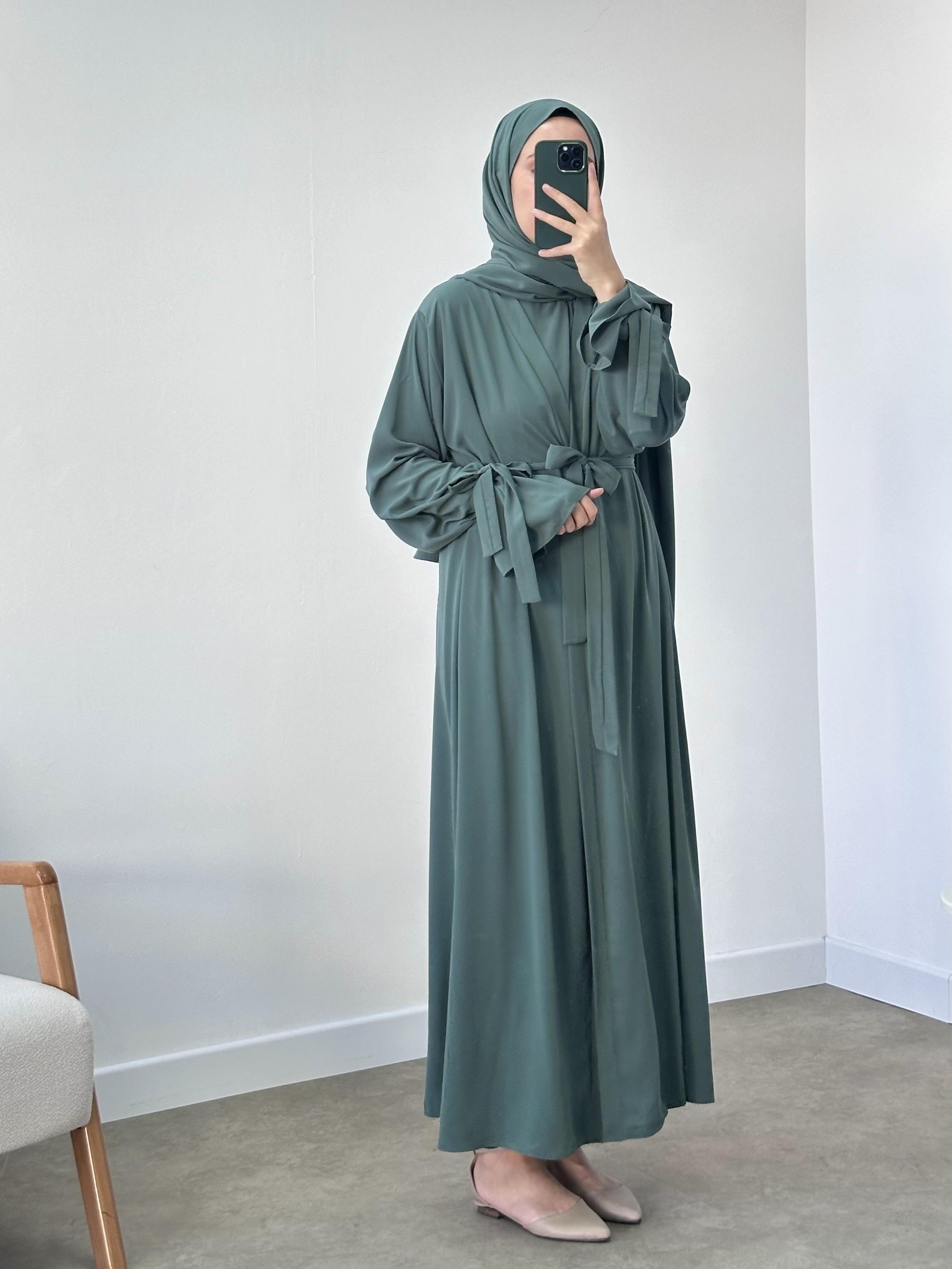 KOL UCU İPLİ ABAYA  ÖZEL DİKİM - tüm renkler