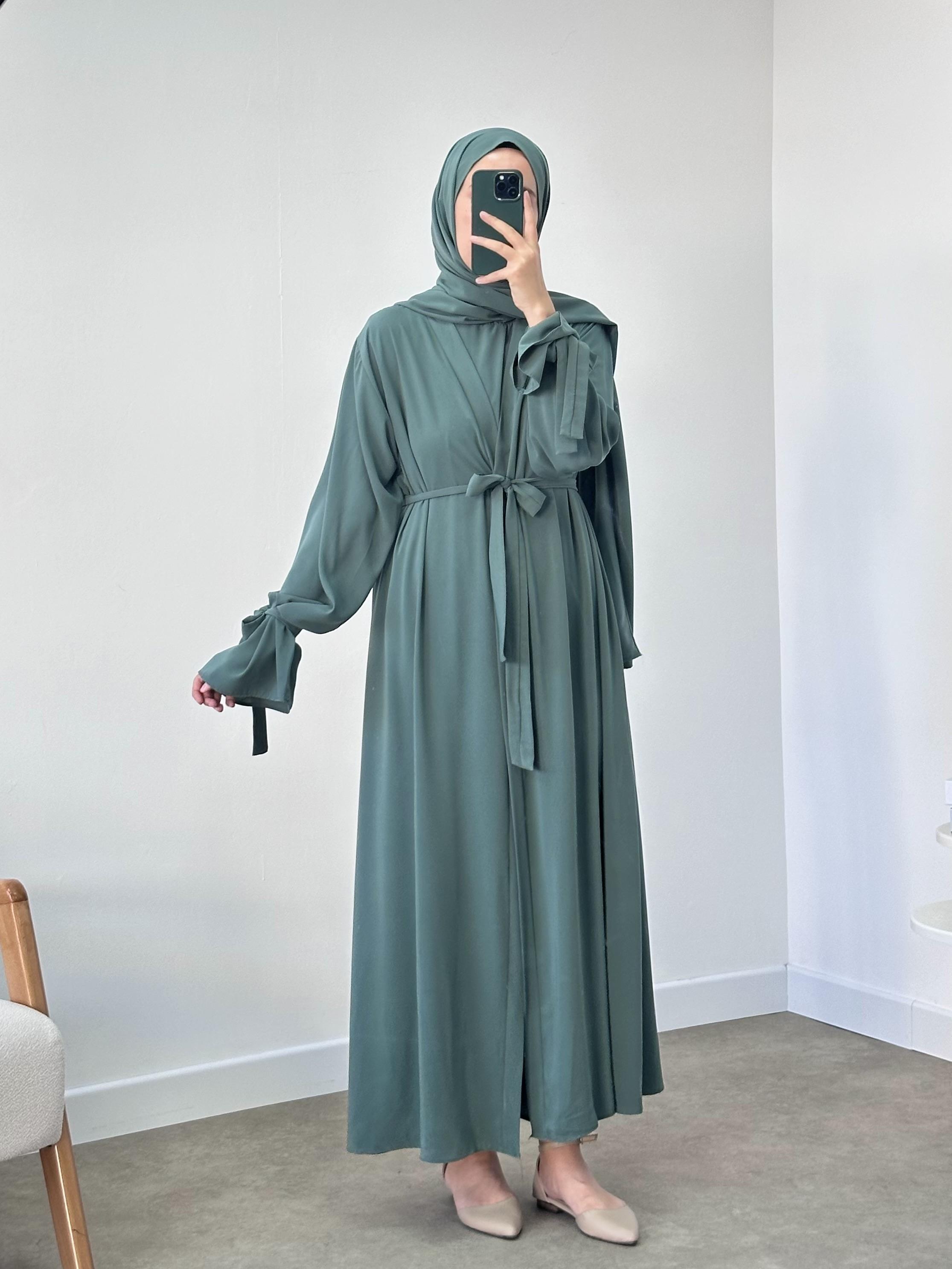 KOL UCU İPLİ ABAYA  ÖZEL DİKİM - tüm renkler