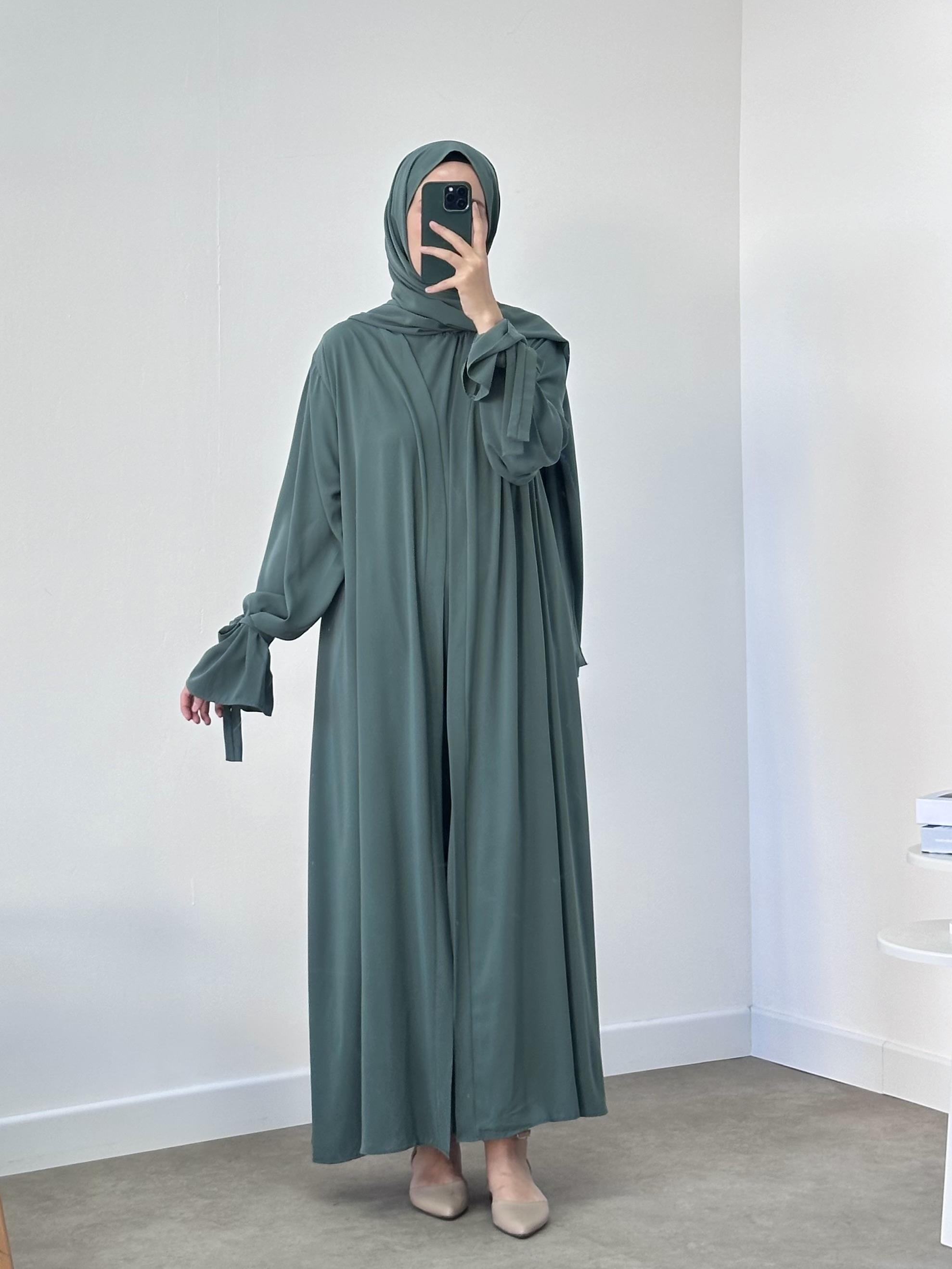 KOL UCU İPLİ ABAYA  ÖZEL DİKİM - tüm renkler