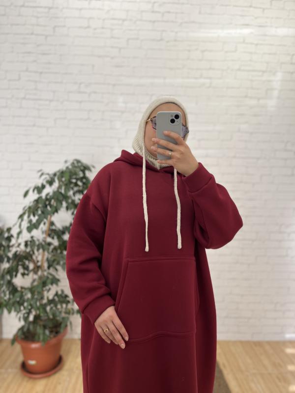 KAPÜŞONLU KIŞLIK SWEAT ELBİSE